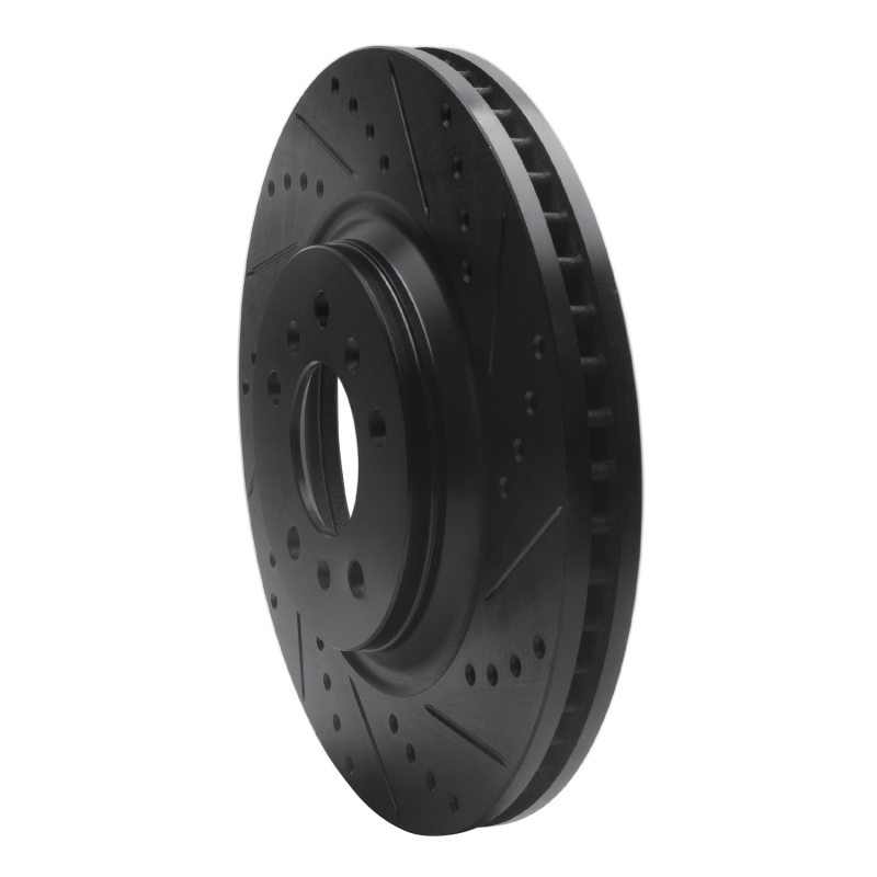 Buick Lucerne Brake Rotor (1) - Front Right - R1 Concepts - Drilled & Slotted - Black - `06-`16